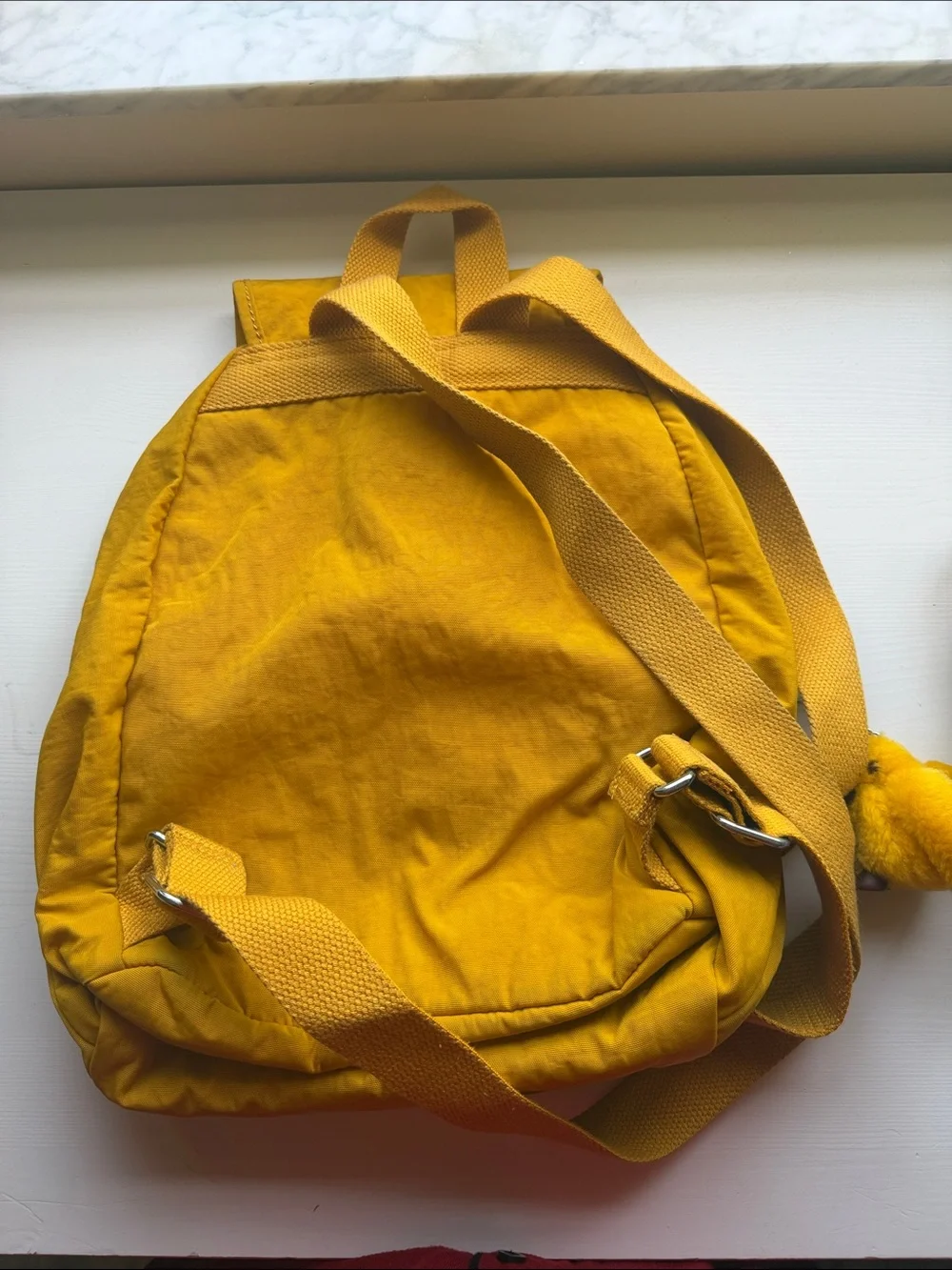 Kipling Bright Yellow Kids Backpack with Plush Monkey Charm